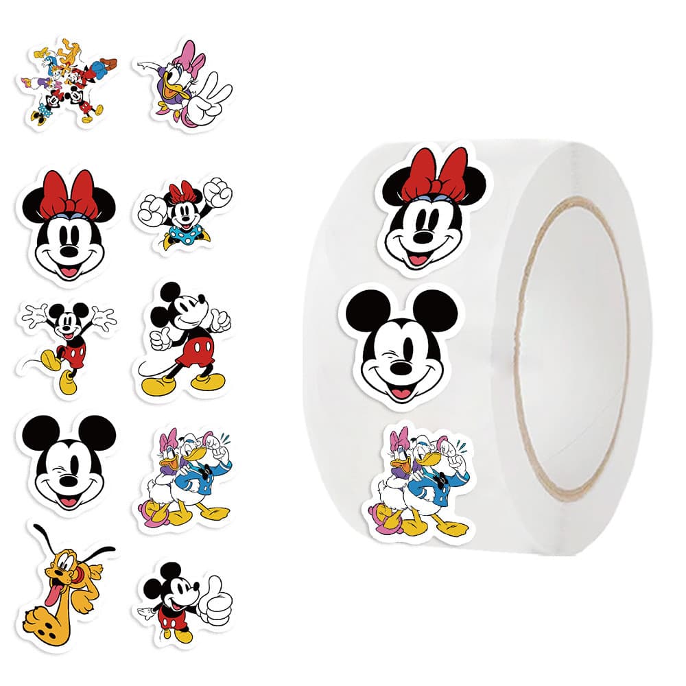 500 Peças/Rolo De Fita Adesiva De Do Mickey Mouse De Desenho Animado-Suprimentos De Scrapbook DIY E Adesivos Decorativos