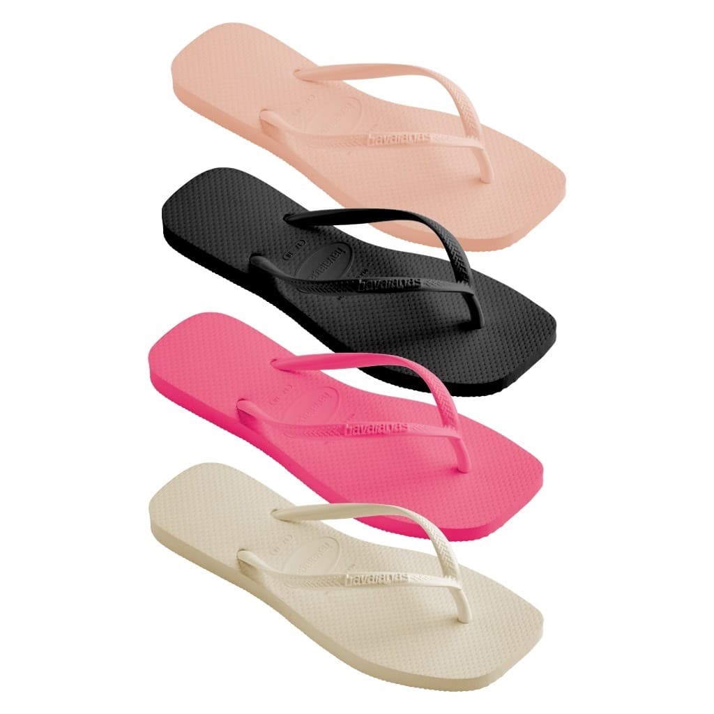 Kit 04 Pares Chinelo Feminino Tradicional Havaianas Slim Square Casual Macio Verão Praia e Piscina Dia a Dia