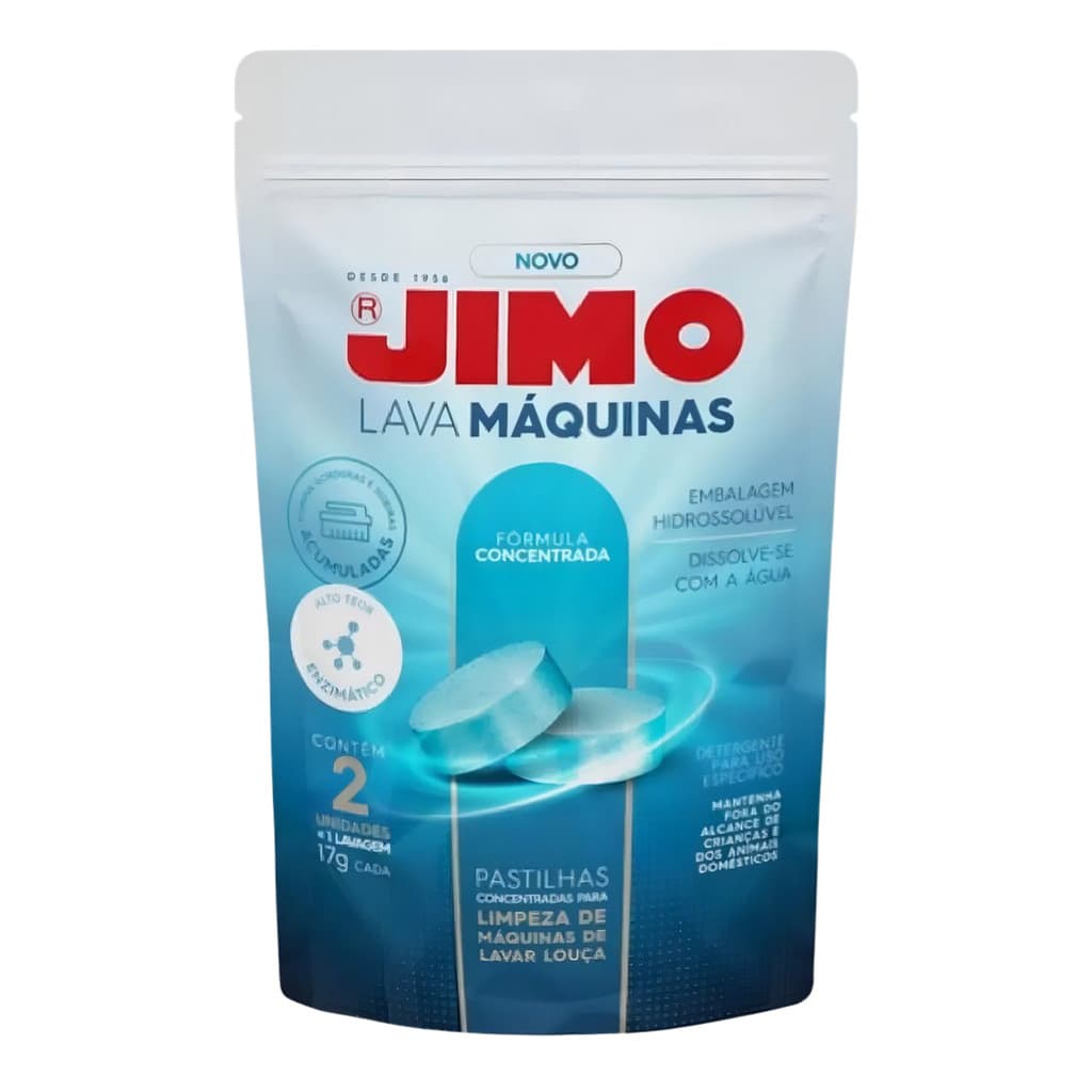 Pastilha Limpeza Interna Lava-Louças 2 Unidades Desengordurante Jimo