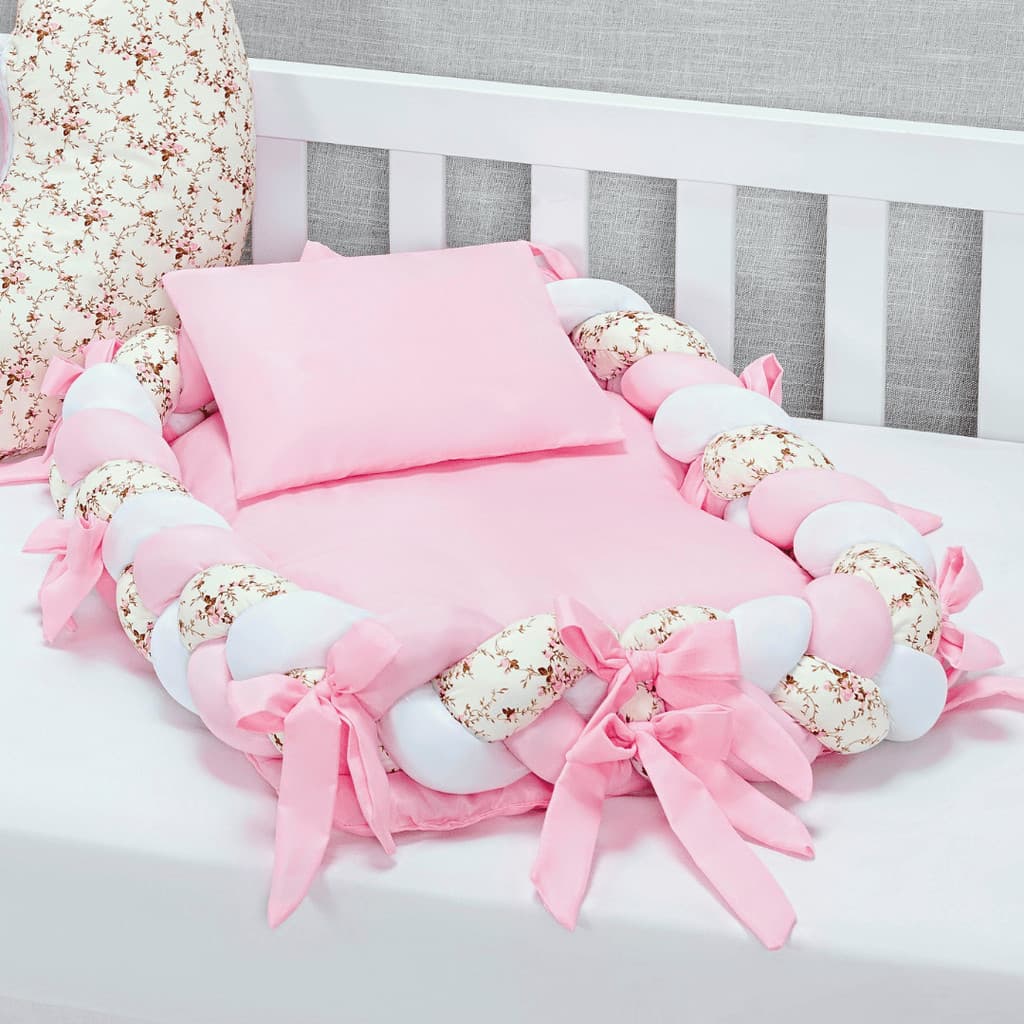 Ninho Bebê Trança 4 Peças Redutor Portátil Lavável Conforto Recém Nascido Enxoval Berço Cama Quarto Infantil