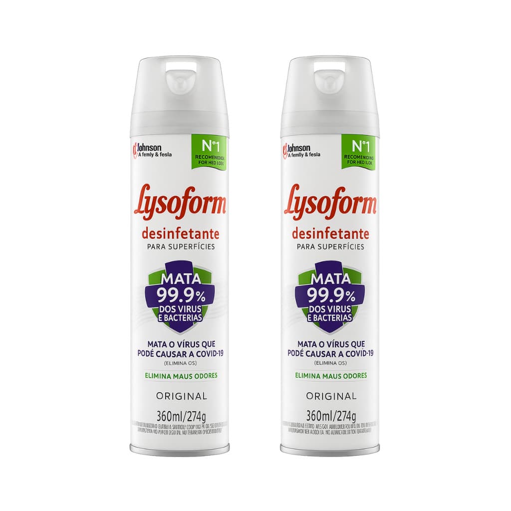 Kit 2 Desinfetantes Lysoform Aerossol Desodorizador 360ml
