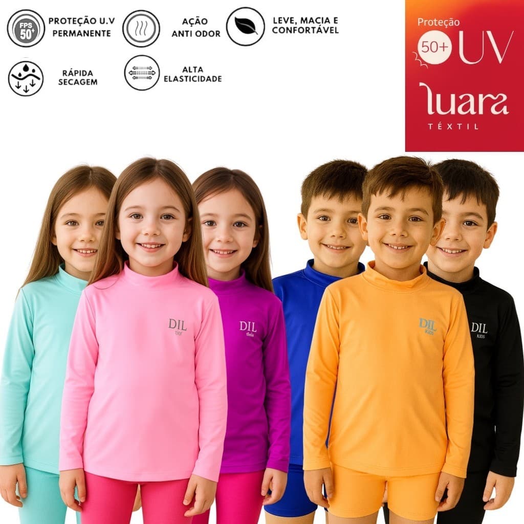 Camisa Proteção Uv50 Infantil 01 ao 10 anos Moda Praia Pesca