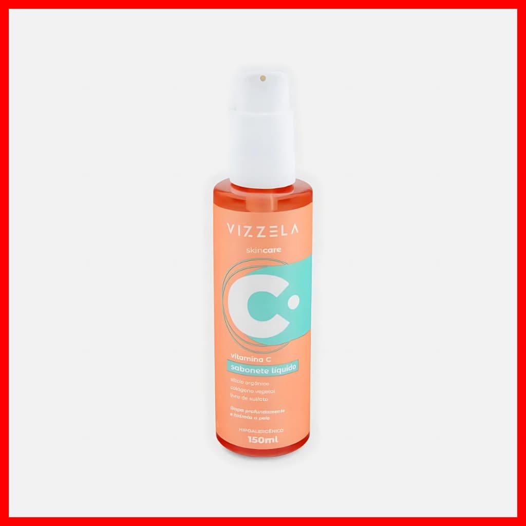 Sabonete Líquido Facial 150ml Vitamina C Limpeza Profunda e Hidratação Vizella