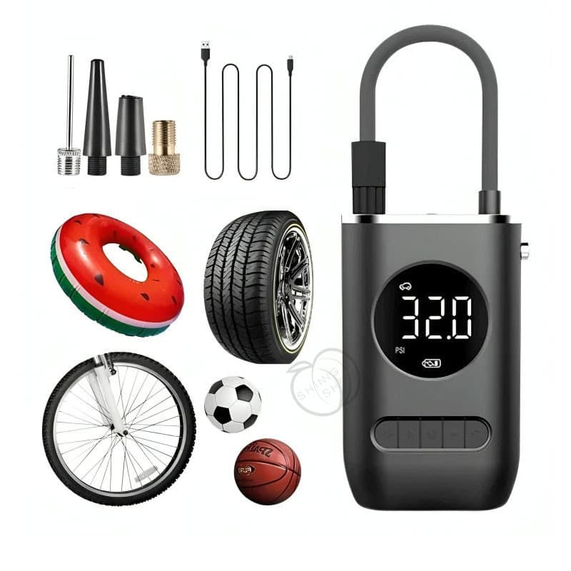 Mini Bomba de Ar Digital Mini Calibrador Compressor de Pneus Carro Moto Bike Com Lanterna Led Portátil