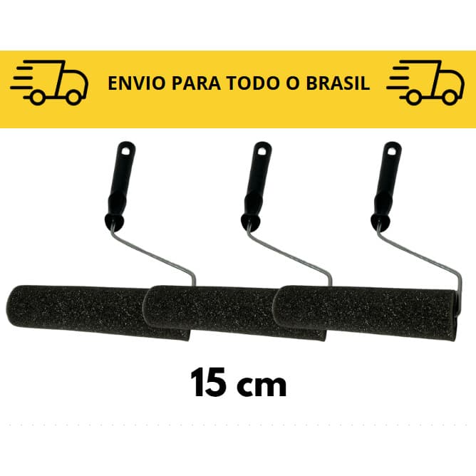 3 Rolos para pintura Esponja 15cm / rolo de pintura com cabo / acabamento pintura