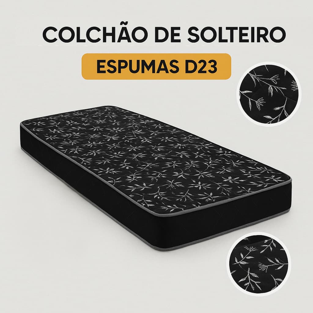 Colchão Espuma Solteiro D23 Firme Confortável 1,88x78x12 cm
