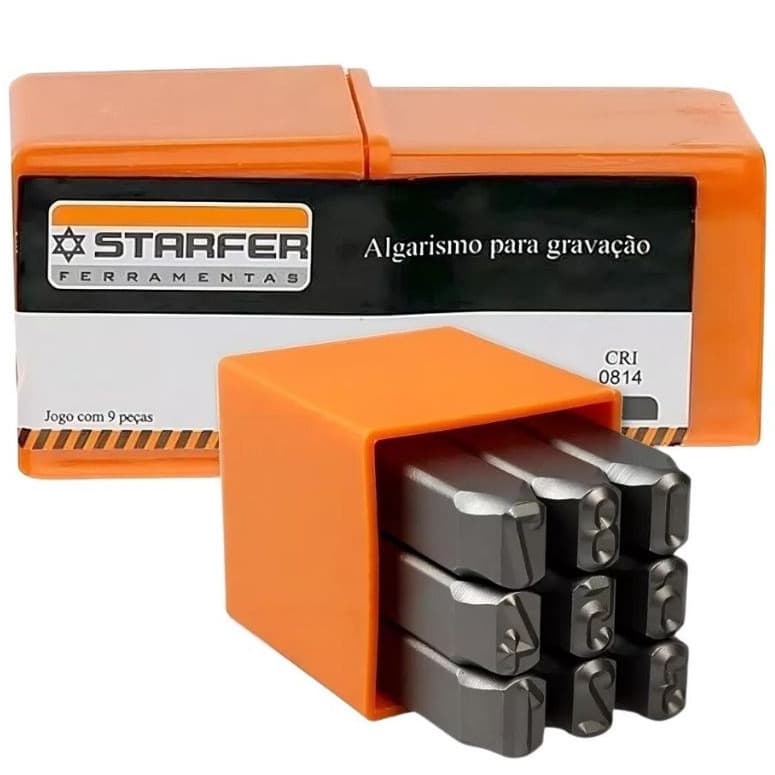 Kit Marcador de Punção de 6mm Starfer - 9 Números para Marcação Profissional 🔨🔢