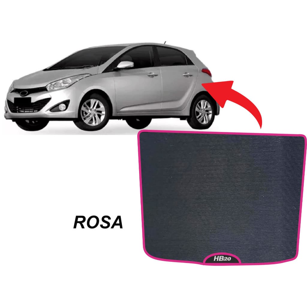 Tapete Porta Malas HB20 2012 a 2021 Emborrachado Sob Medida Rosa