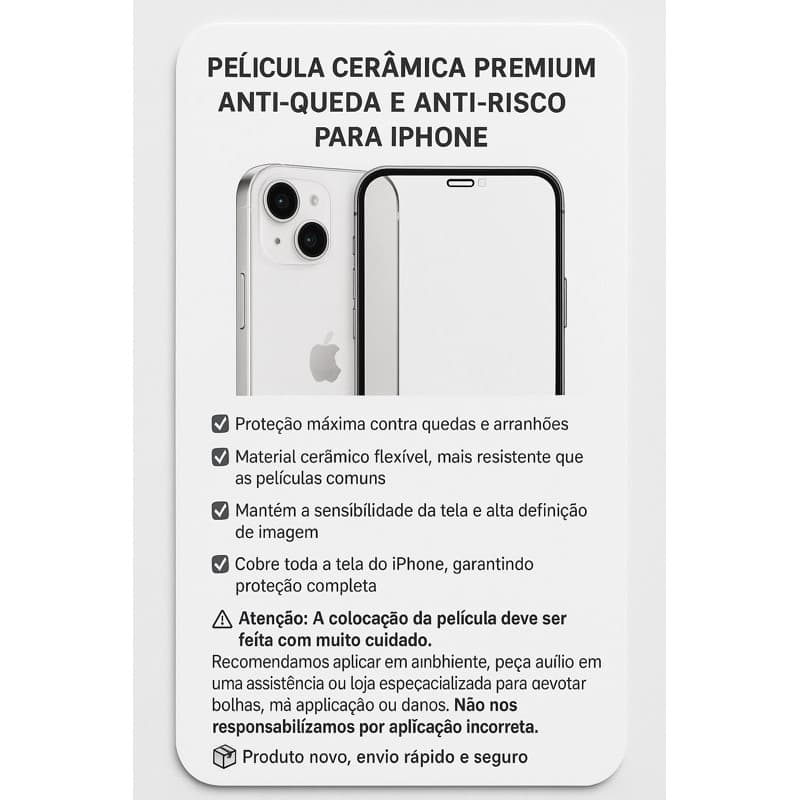 Película Cerâmica fosca Flexível Premium para  celular iPhone