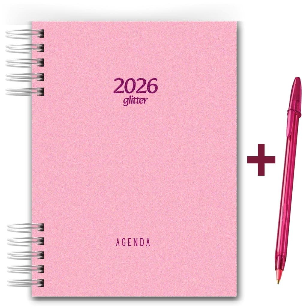 Agenda 2026 Glitter Capa Dura 2 Dias por Página
