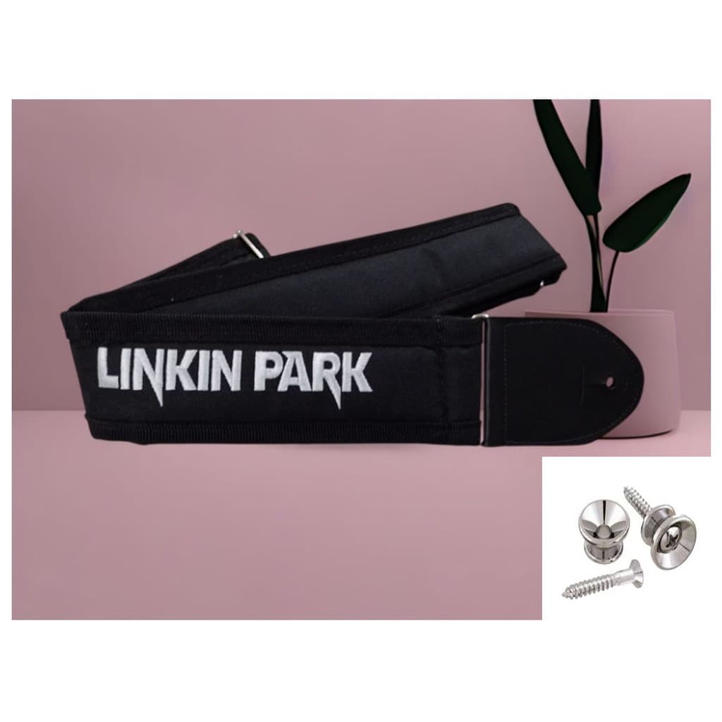 Correia Violão/Guitarra/Baixo Luxo LINKIN PARK + Roldanas (par)