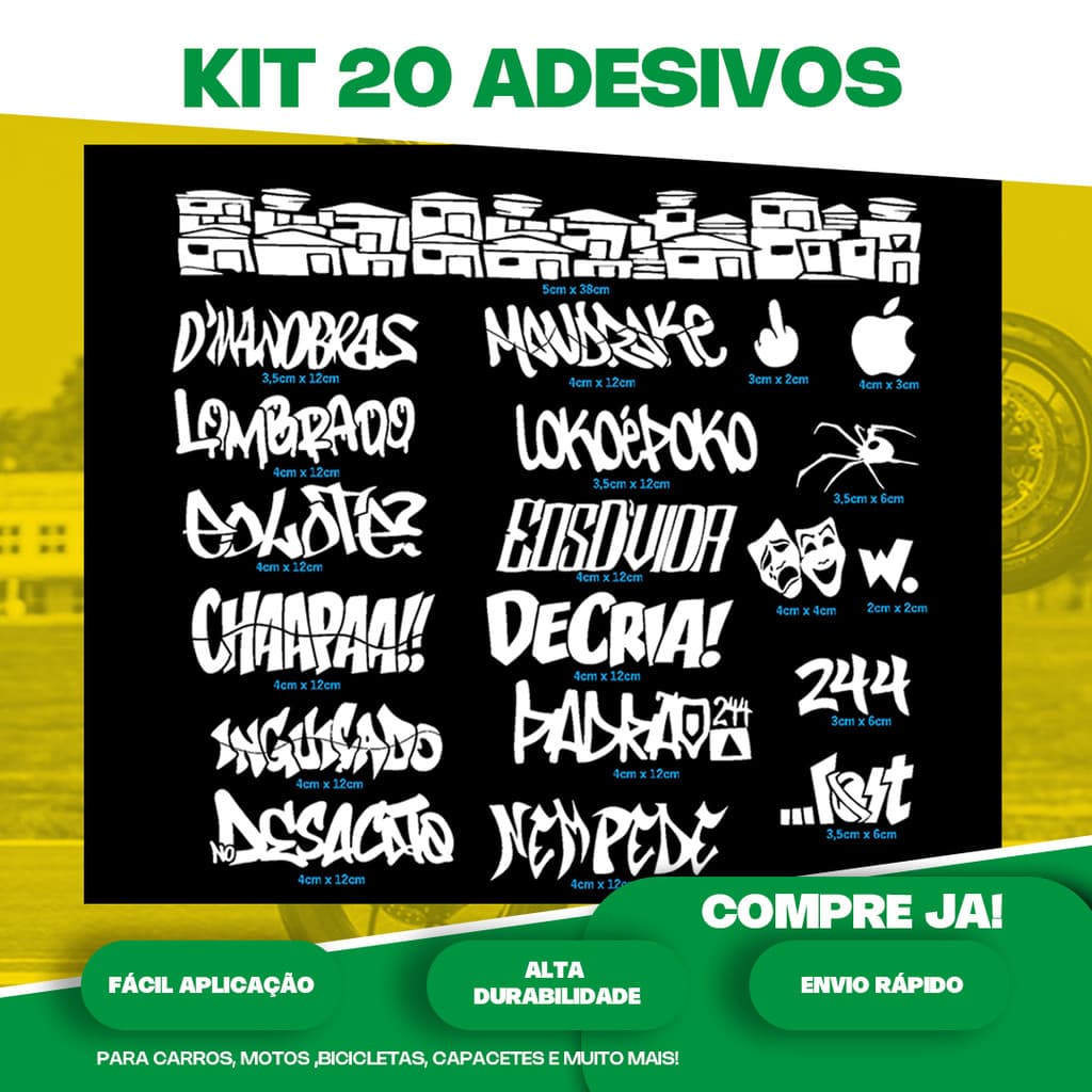 KIT ADESIVOS PARA FECHAR QUADRO DE BIKE CAPACETE ORIGINAL FAVELINHA ADESIVO ARANHA OS MELHORES ADESIVOS