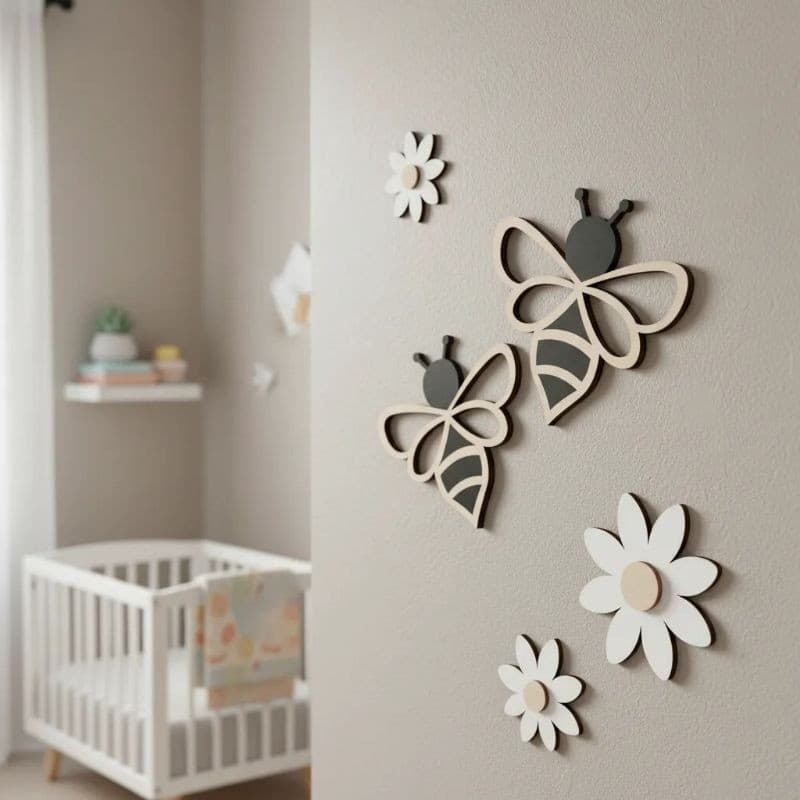 Kit de Abelhas e Flores Decorativas Boho Chic - Quarto Bebê