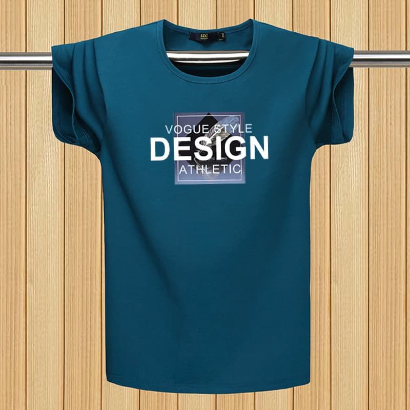 Camiseta masculina de manga curta de verão na moda solta Street Wear Lycra algodão estilo fino gordo mais gordura plus S