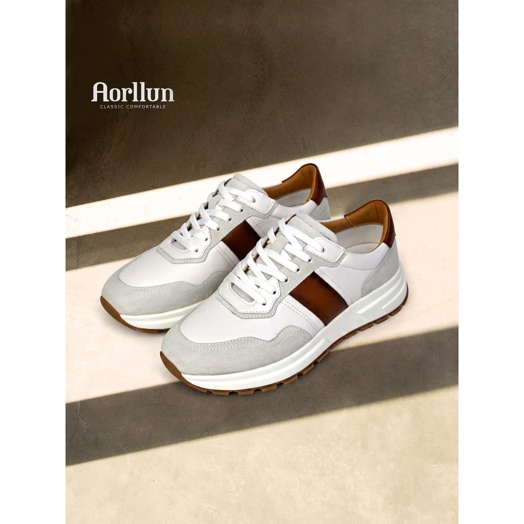 Oralen Novo Estilo Sapatos Masculinos Couro Genuíno Respirável Moda Cor Combinando Sola Grossa Sola Macia All-Match Tren