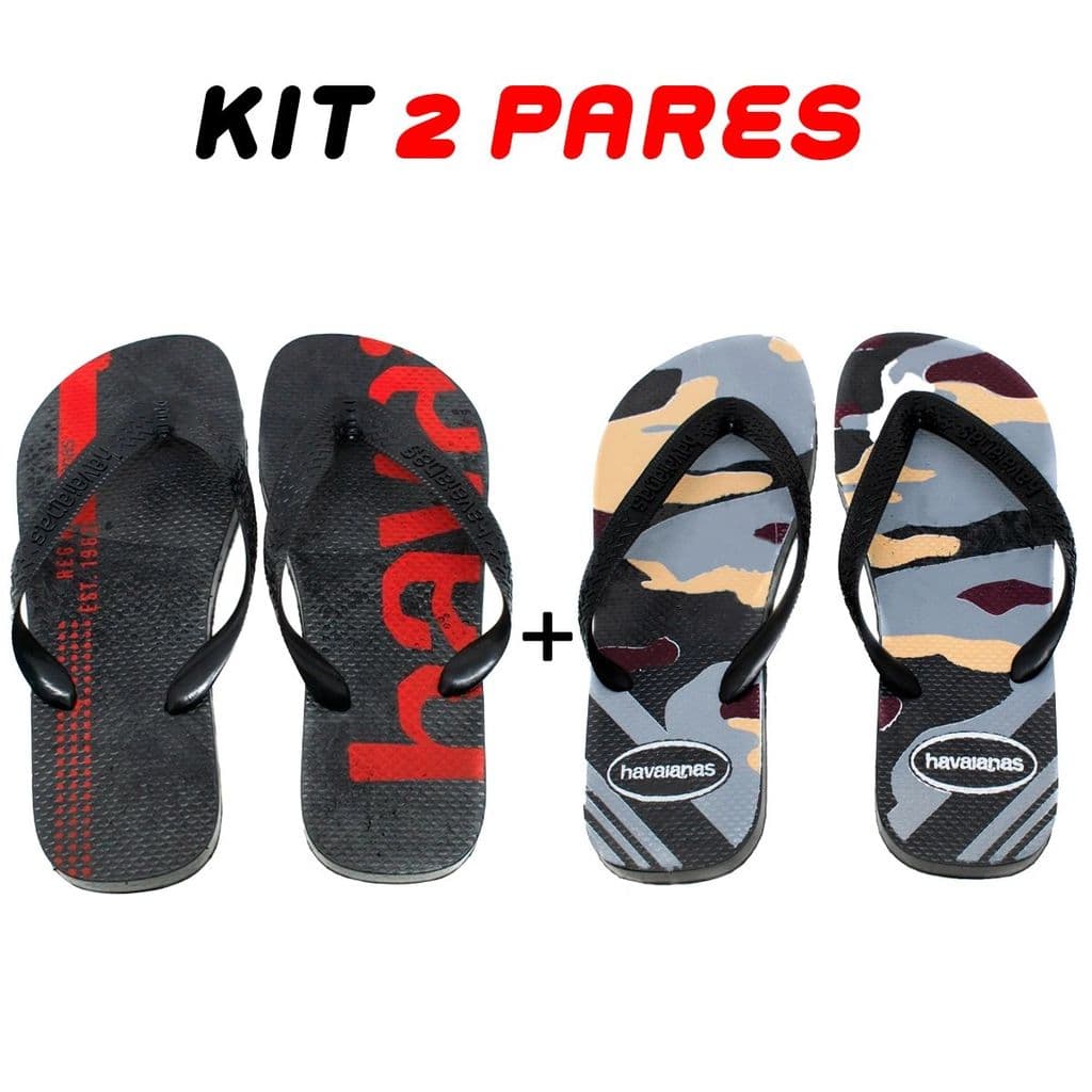 Kit 2 Chinelos Masculino 33 ao 44 estampas sortidas