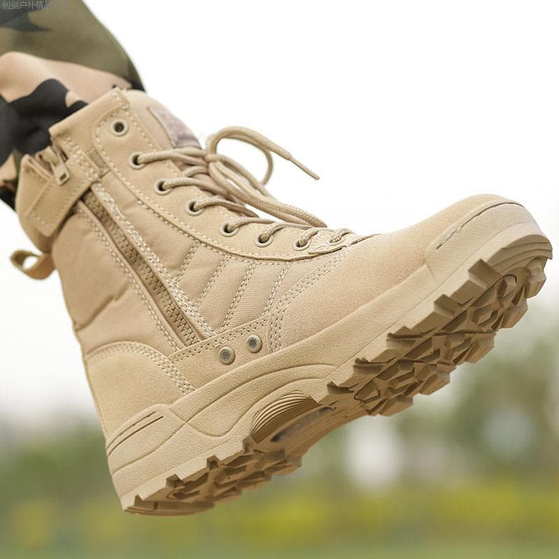 Faça botas de treinamento masculinas outono inverno botas táticas de cano alto sapatos de caminhada ao ar livre antiderr