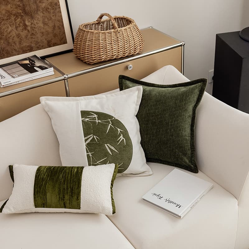 High-End estilo Medieval sofá travesseiro de bambu verde estilo chinês luz luxo sala estar lombar travesseiro almofada c