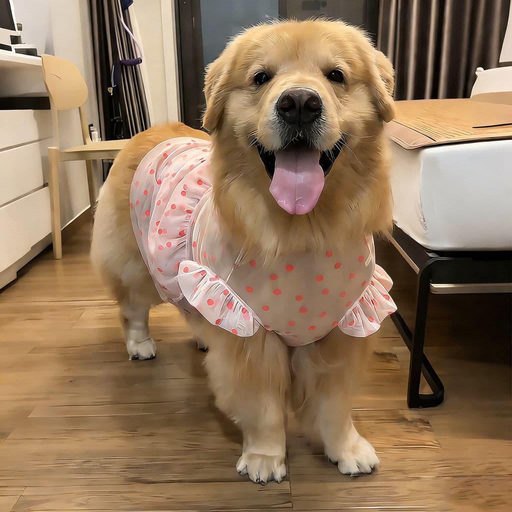 Roupas para cães estilo fino verão Anti-derramamento Loungewear grande cão Golden Retriever vestido estilo tule rosa ves
