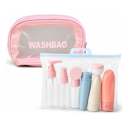 Kit Viagem 11 Fracos Creme Shampoos Necessaire Washbag Rosa Porta Maquiagem Portátil
