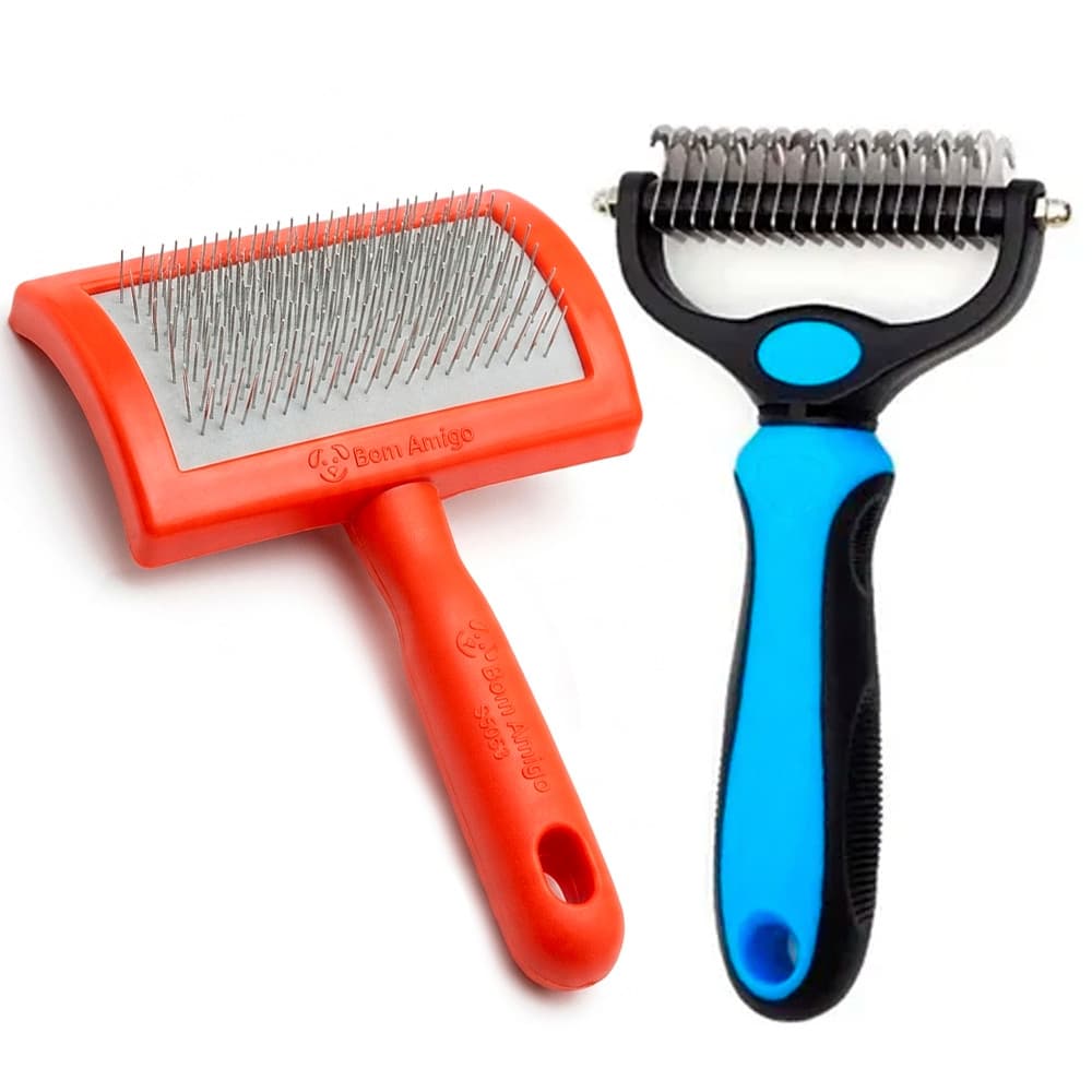 Kit com Rasqueadeira Plástica Bom Amigo S5053 e Pente Ukususa Bom Amigo S5106