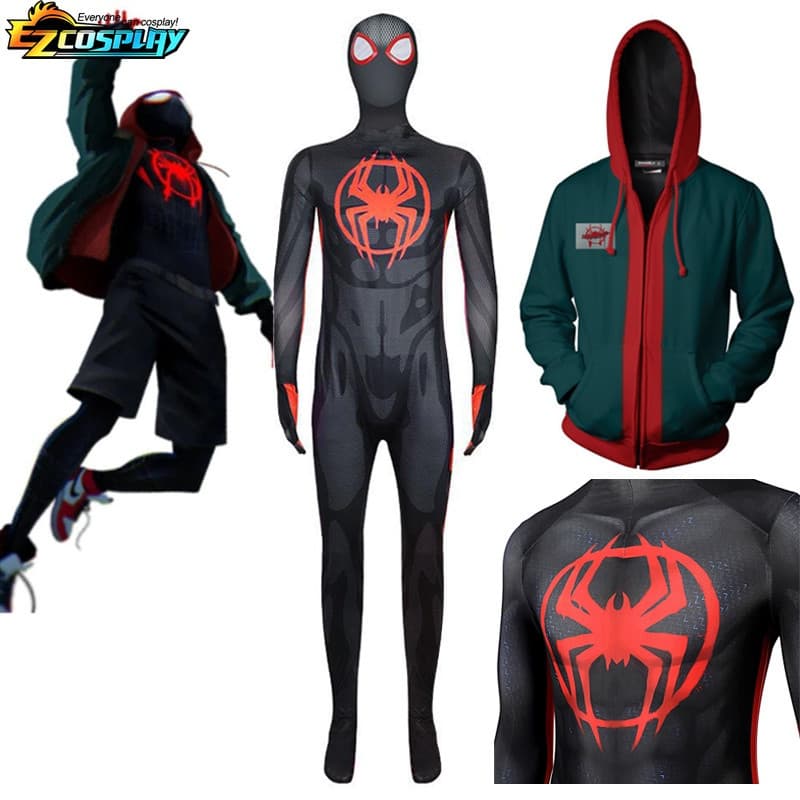 Fantasia do Homem-Aranha: Através do Aranhaverso, Cosplay de Miles Morales, Macacão de Super-Herói, Traje para Halloween