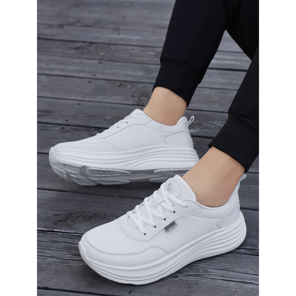 Ruiden sapatos esportivos estilo respirável amplo último dedo do pé largo malha de sola grossa masculino Plus Size casal
