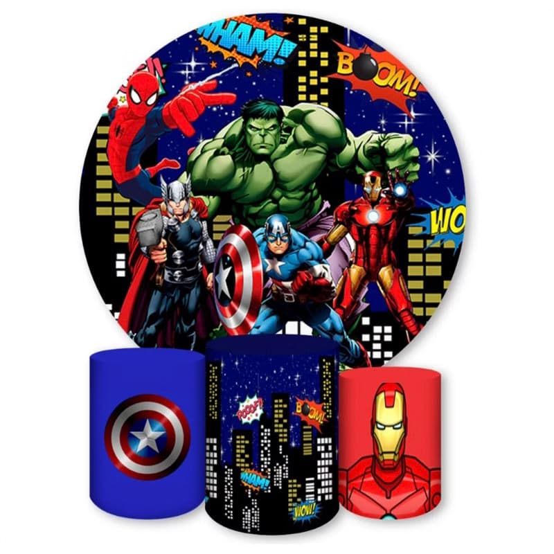 Trio Capas Cilindro + Painel Veste Fácil Tema Super Herois avengers Vinagadores Ultimato | Entrega turbo
