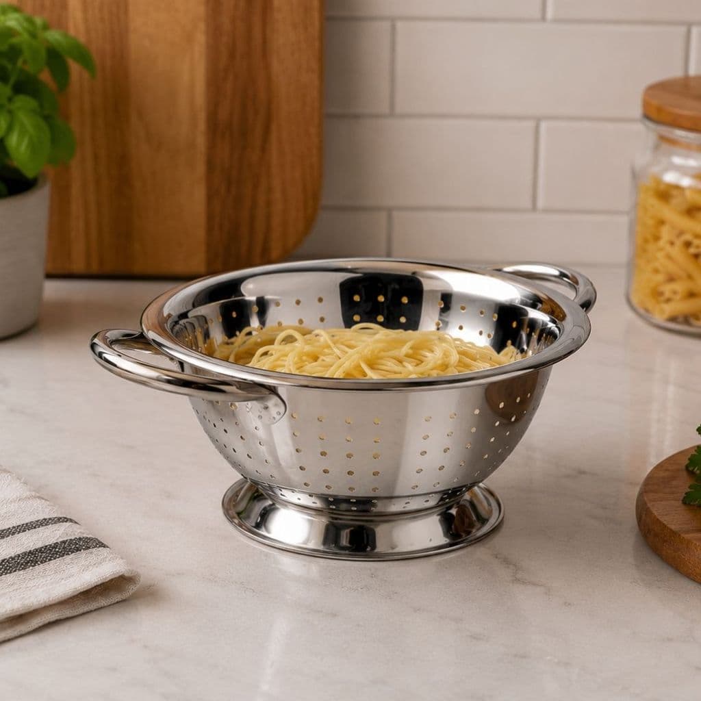 Escorredor de Macarrão Aço Inox Premium Slim com Alças 20cm - Tuut