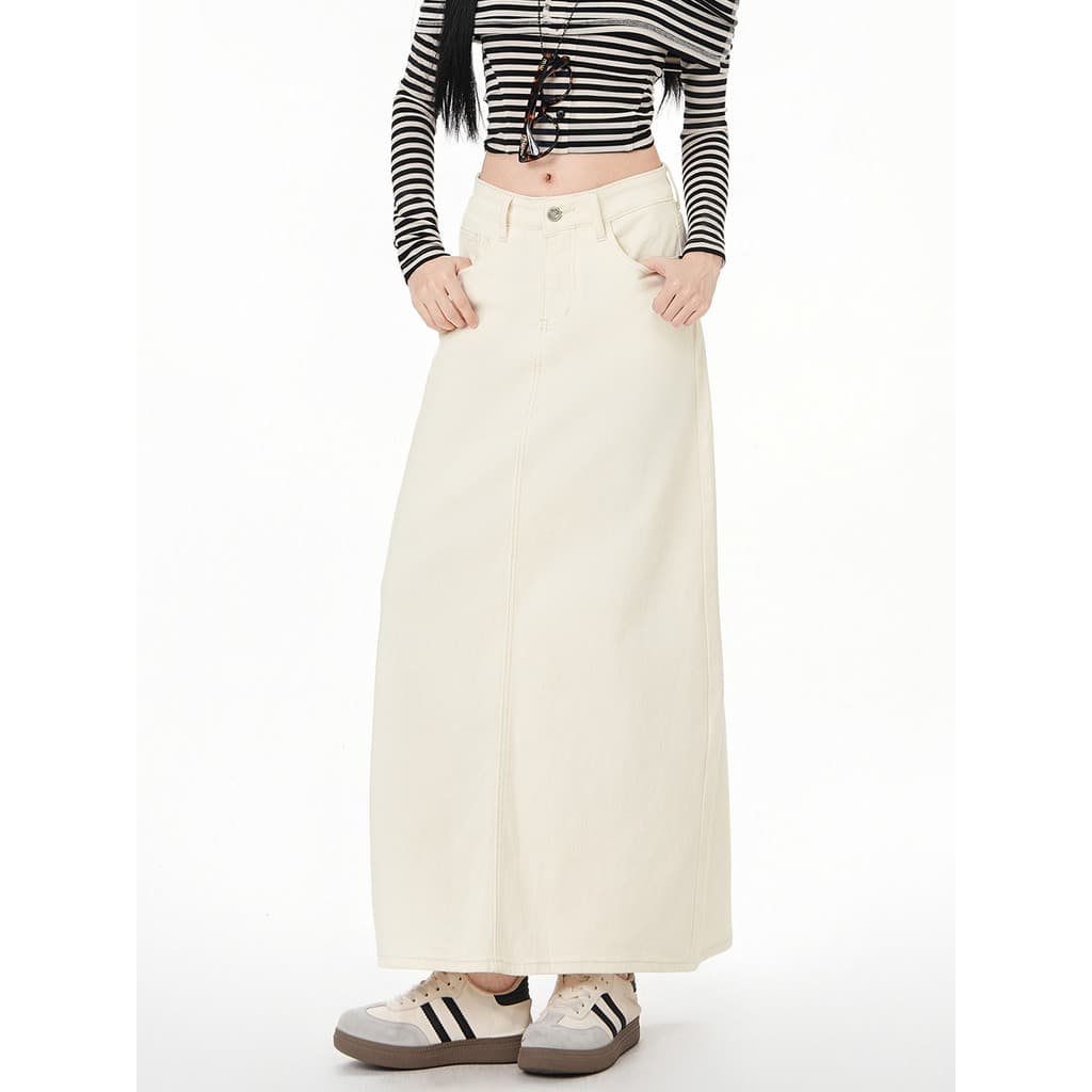 Pequena saia jeans Off-White feminina 2026 novo estilo Popular deste ano Plus Size gordura mm minimalista saia de compri