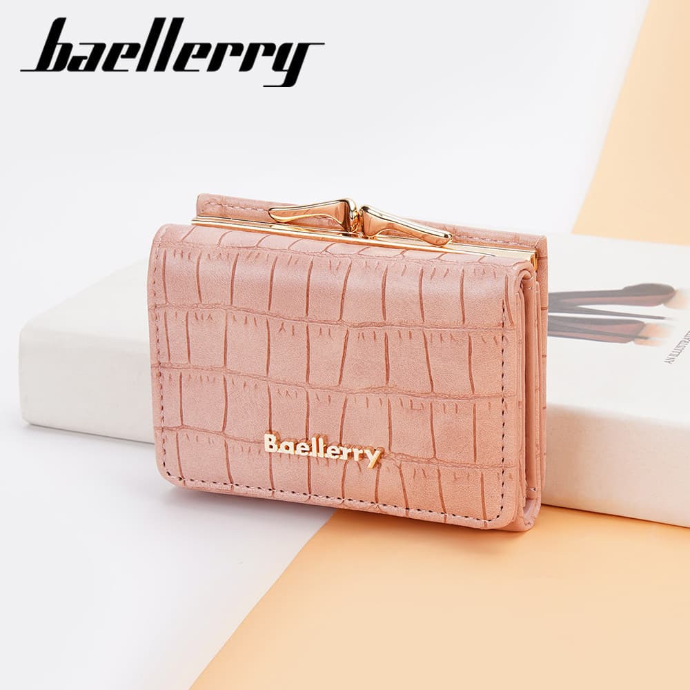 Baellery novo estilo senhoras carteira curta versão coreana padrão de pedra 30% fora da boca moeda bolsa moda titular do