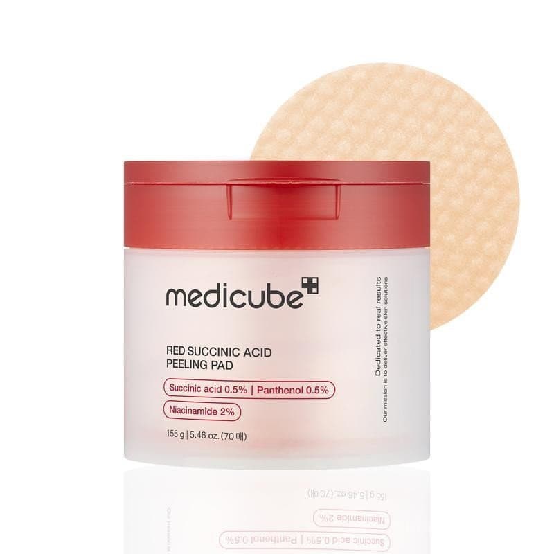 [Oficial Medicube] Pads de Ácido Succínico Vermelho com Pantenol |    Niacinamida + Ácido Salicílico para Cuidados com a