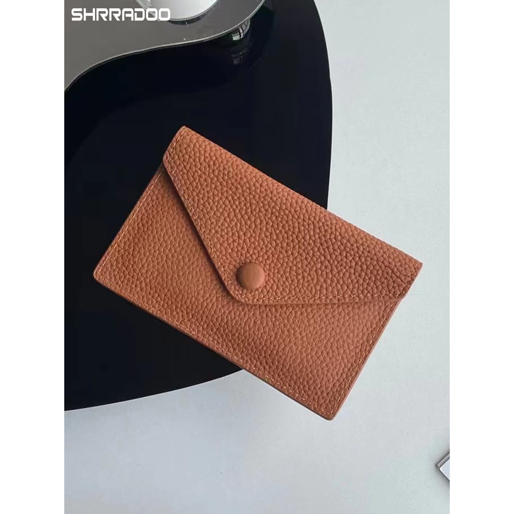 Bolsa de moedas de couro genuíno titular do cartão Ultra-fino pequeno multi-função carteira titular do cartão dois-em-um