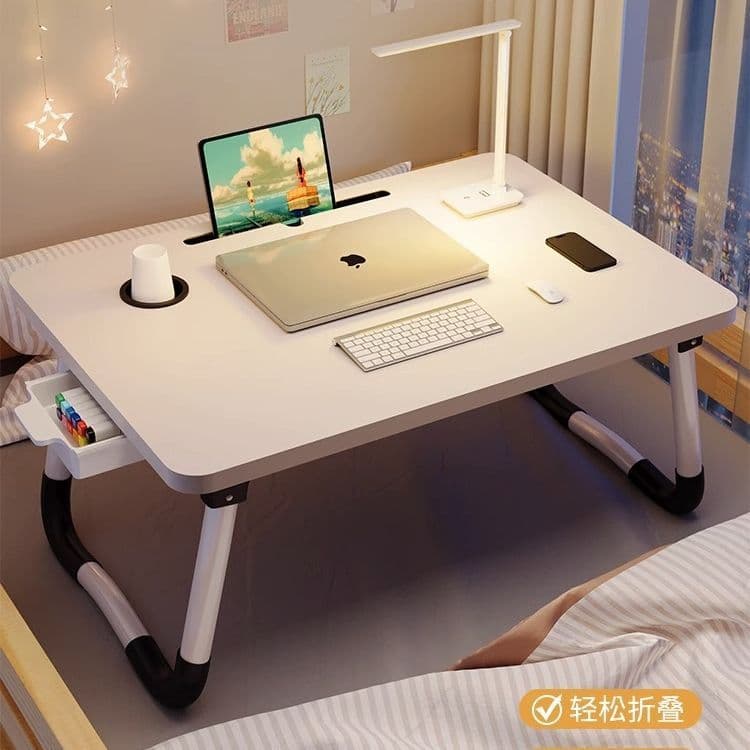 Dormitório estudantil cama pequena mesa dobrável computador escola jogando jogos Bay janela peitoril simples deitado
