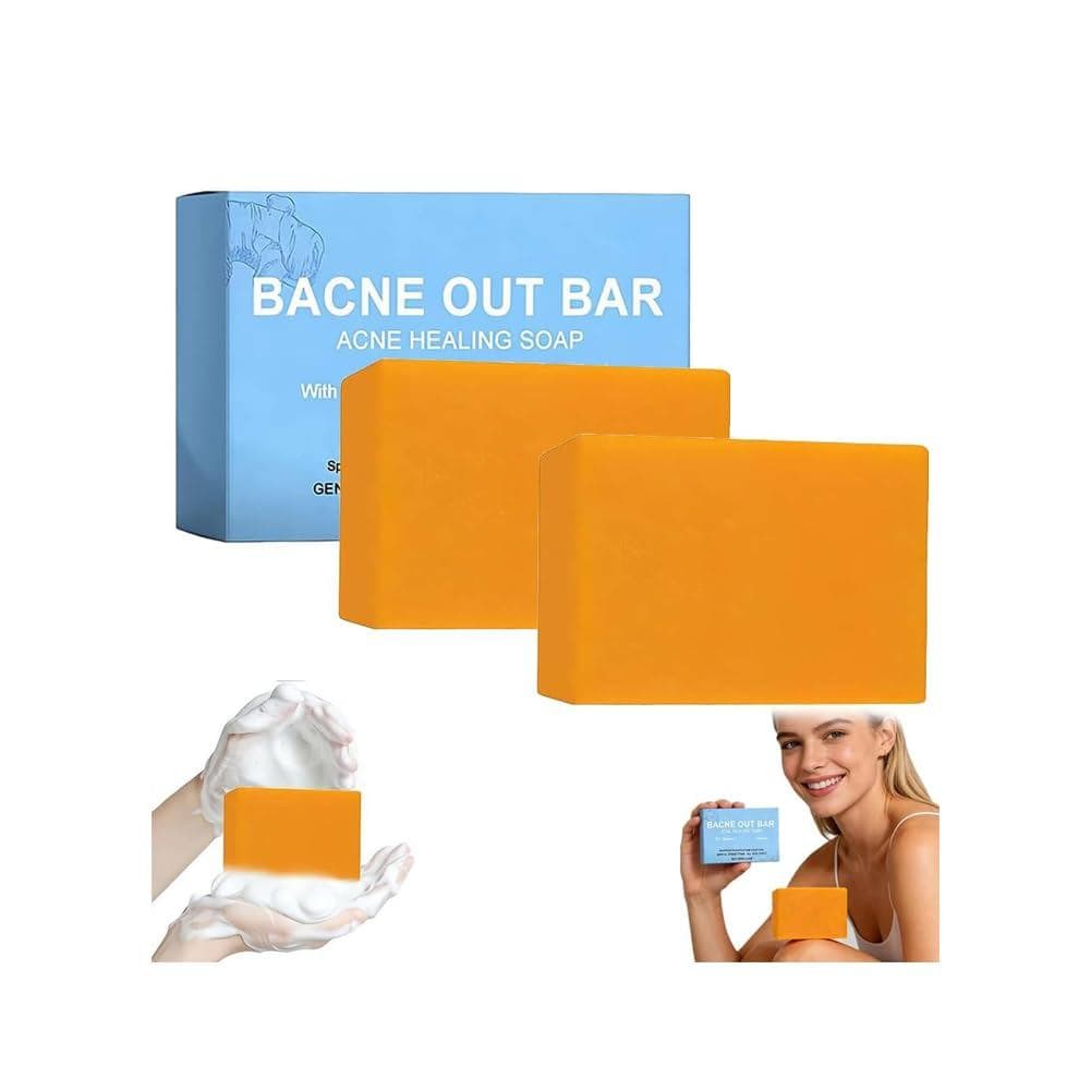 Bacne Out Bar - Sabonete Bacne Out com Cúrcuma, Vitamina C e AlphaArbutin, Tratamento Natural para Acne Corporal nas Cos