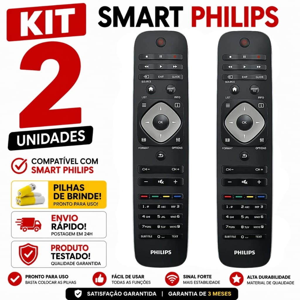 Controle Remoto Philips Smart TV 3D / LCD /LED Universal Alta Compatibilidade +Brinde Pronta Entrega
