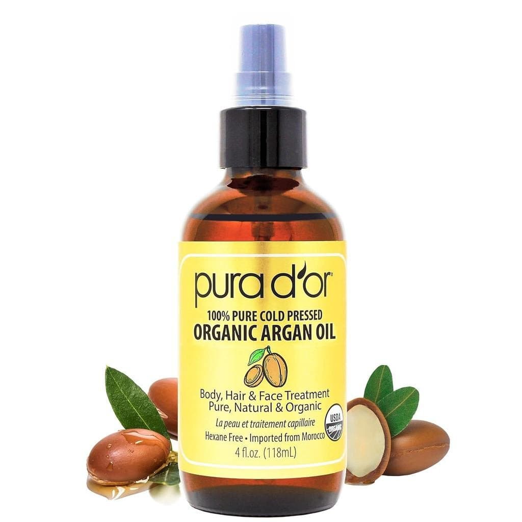 PURA D'OR 4 Oz Óleo de Argan Marroquino ORGÂNICO - Certificado pelo USDA, 100% Puro e Prensado a Frio, Hidratante Natura