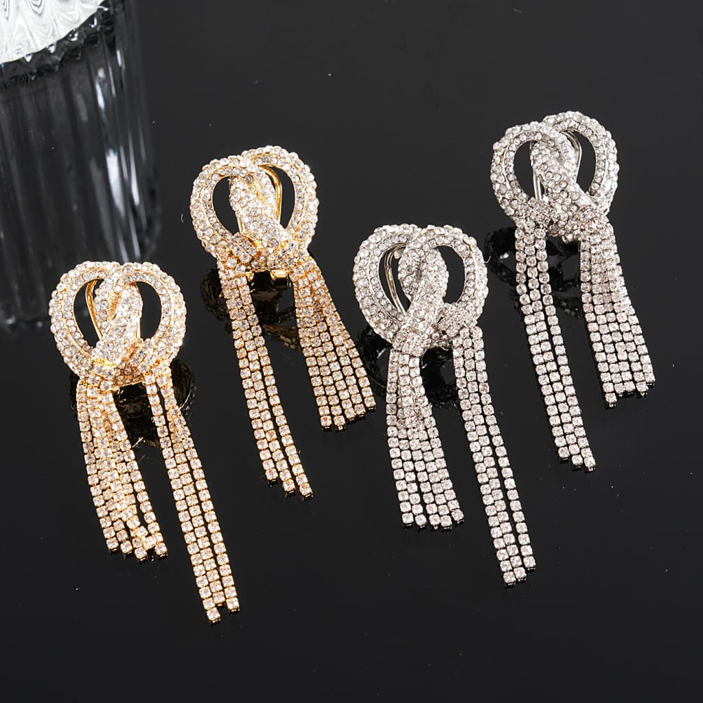 Agulha de prata diamante atado cruz borla brincos moda requintado brincos luz luxo High-End brincos femininos