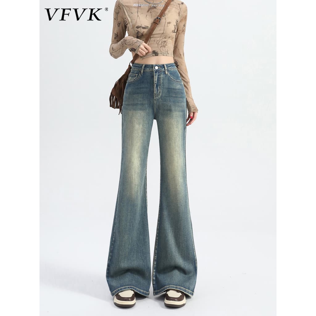 Vfvk Micro-Leggings feminino 2026 novo estilo verão estilo mais magro olhar Jeans verão nostálgico azul não-Legging calç