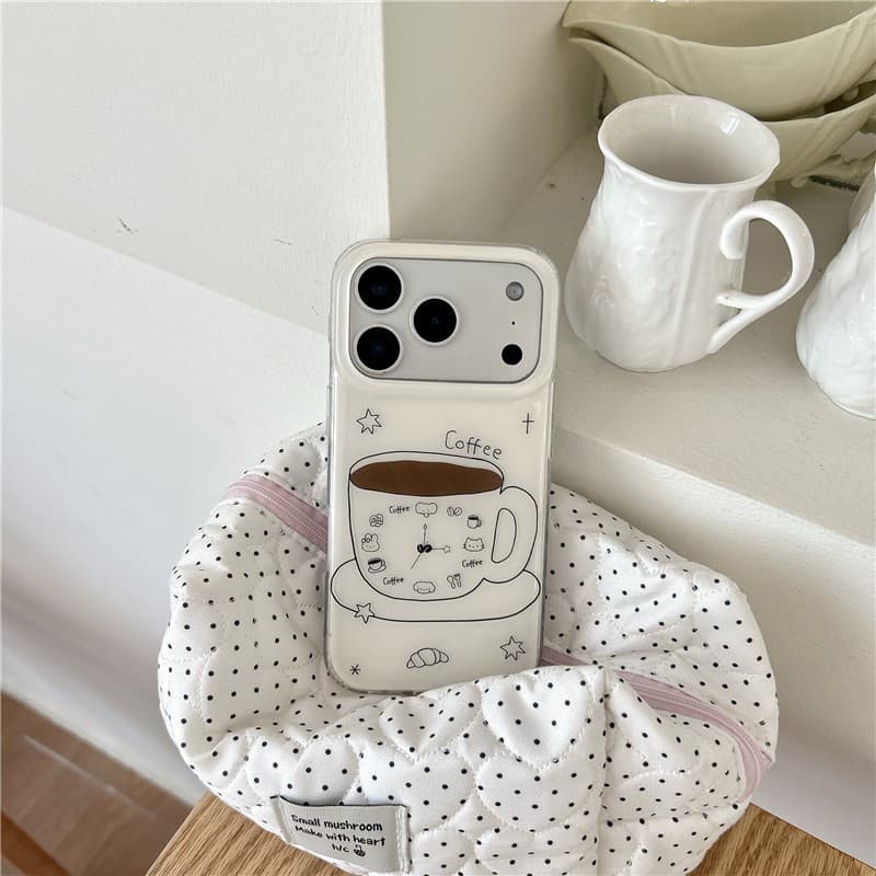 Capa De Telefone Com Processo IMD De material TPU Padrão De Relógio De Café Para iPhone 17 Pro max