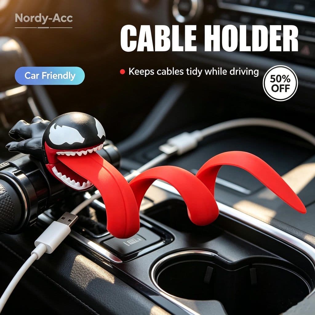 Venom Anime Figura Engraçado Suporte De Cabo USB Carro Motocicleta Acessórios Organizador Brinquedo Decoração Presente