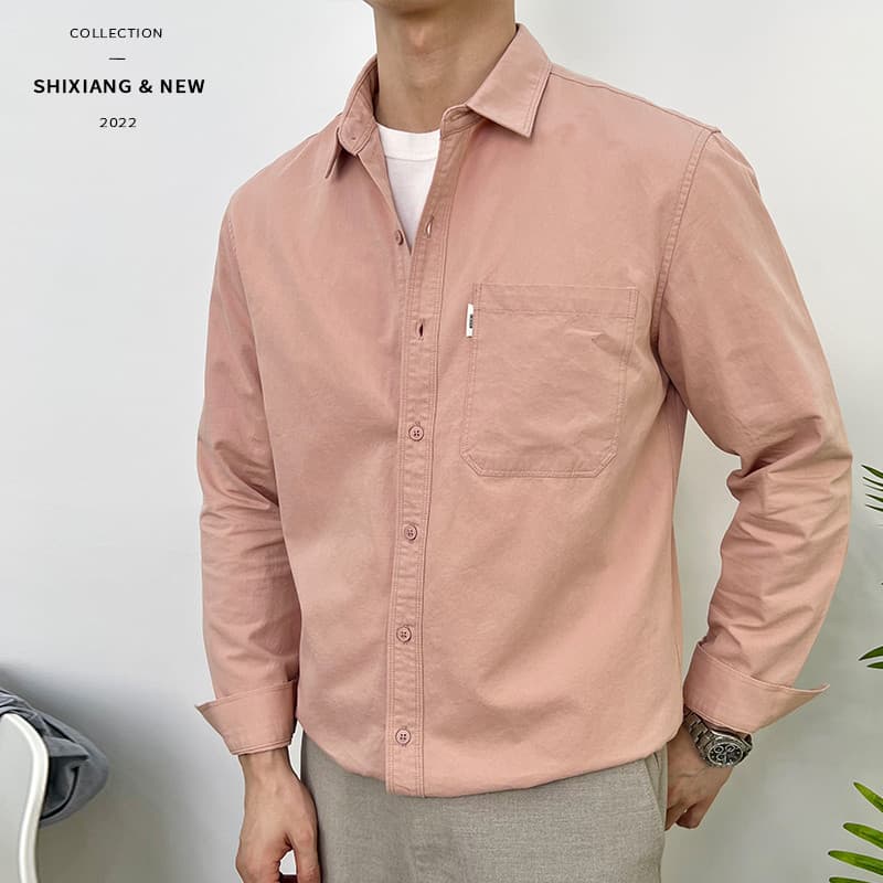 Camisa de manga comprida de algodão puro masculina Commuter negócios Casual outono novo estilo masculino japonês High-En