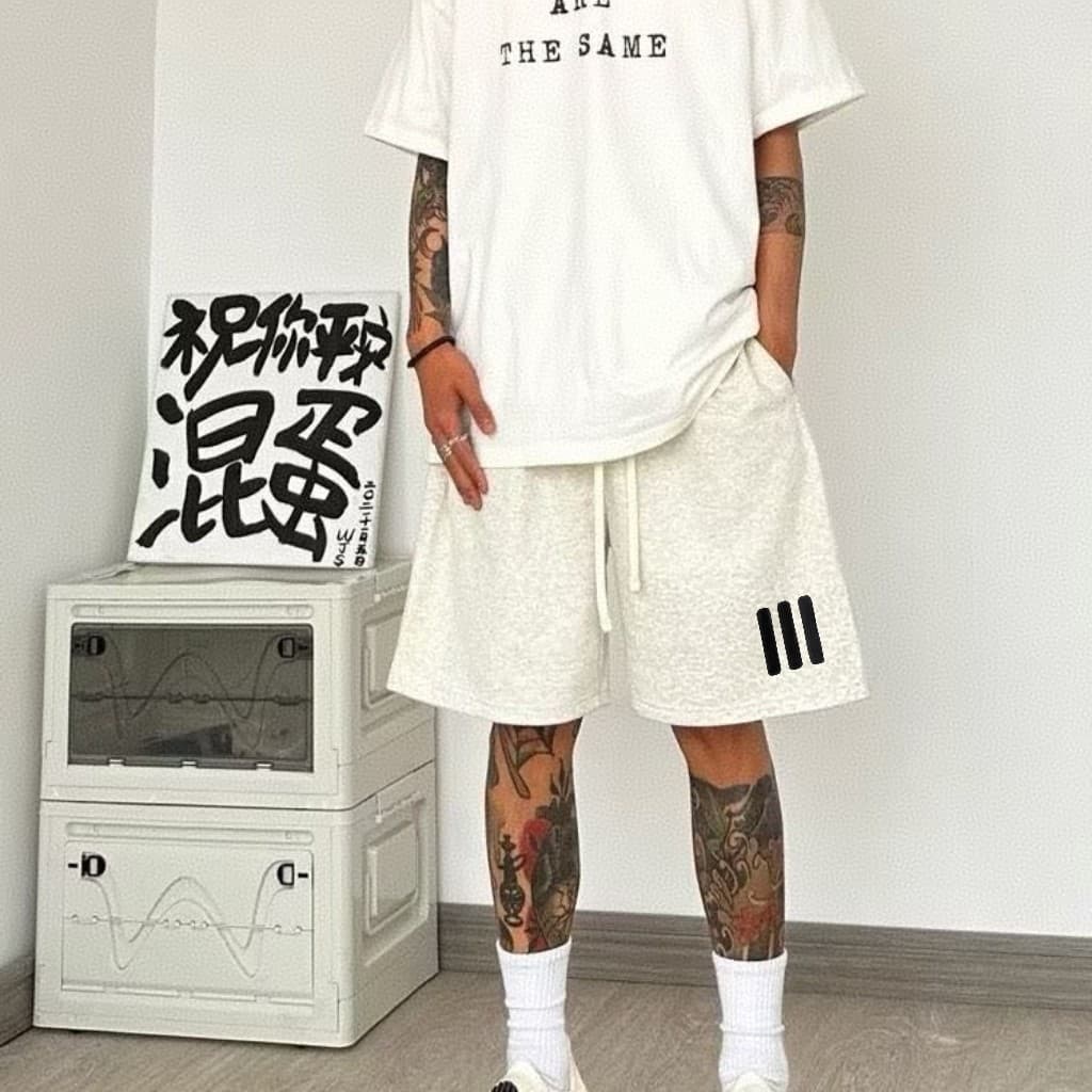 2025 americano street wear Shorts casuais masculino verão street wear High street três barras cinco calças tamanho grand