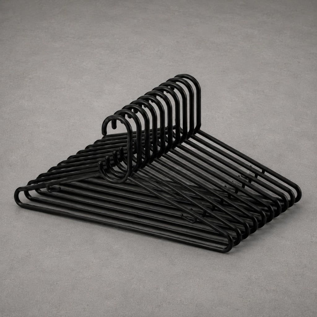Kit 10 Cabides Pretos Reforçados 40cm Cabide Resistente Premium para Roupas e Closet