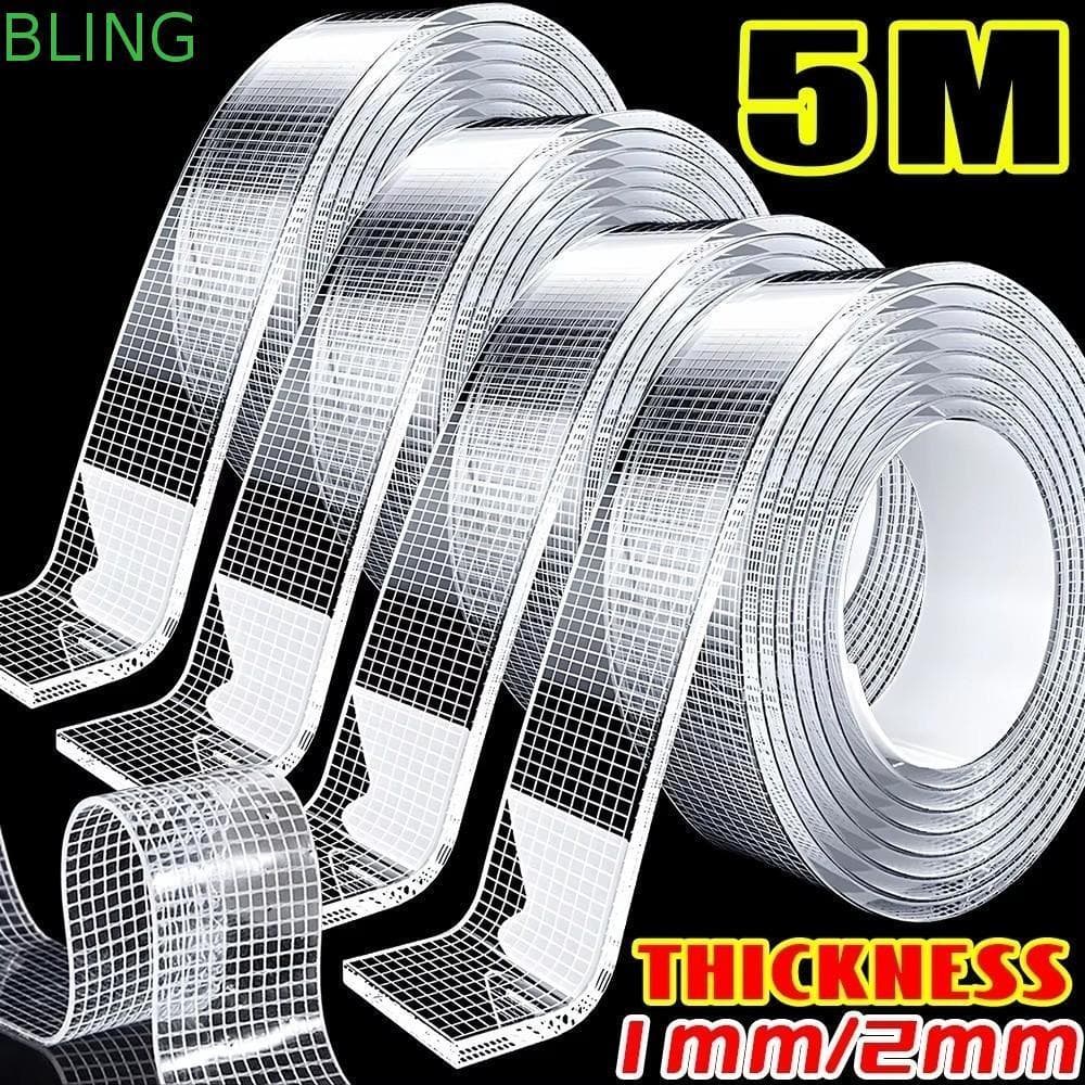 Adesivo Dupla Face Ultraforte BLING , Fitas Adesivas De Grade À Prova D'água De 1/2 Mm , Tira Adesiva Atualizada Reutili