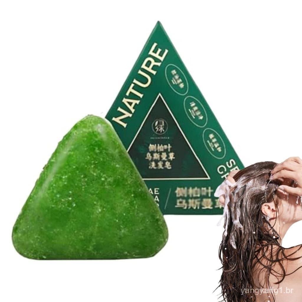 Conjunto de sabonetes triangulares naturais, sabonete verde natural, shampoo sólido à base de plantas, cuidado FUS4.   Z