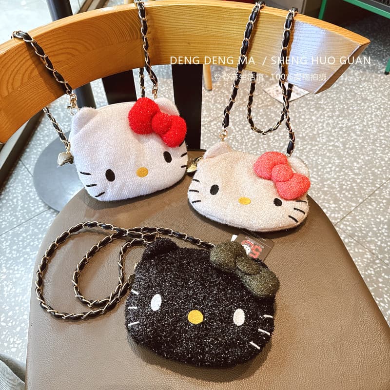 Japonês bonito gatinho espumante corrente mensageiro saco arco nó estilo conjunto saco de armazenamento
