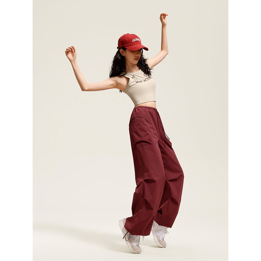 [Exclusivo Baibu] Macacão VfU Casual Esportes Calças Compridas Mulheres Primavera Verão Novo Estilo Calças Retas Soltas