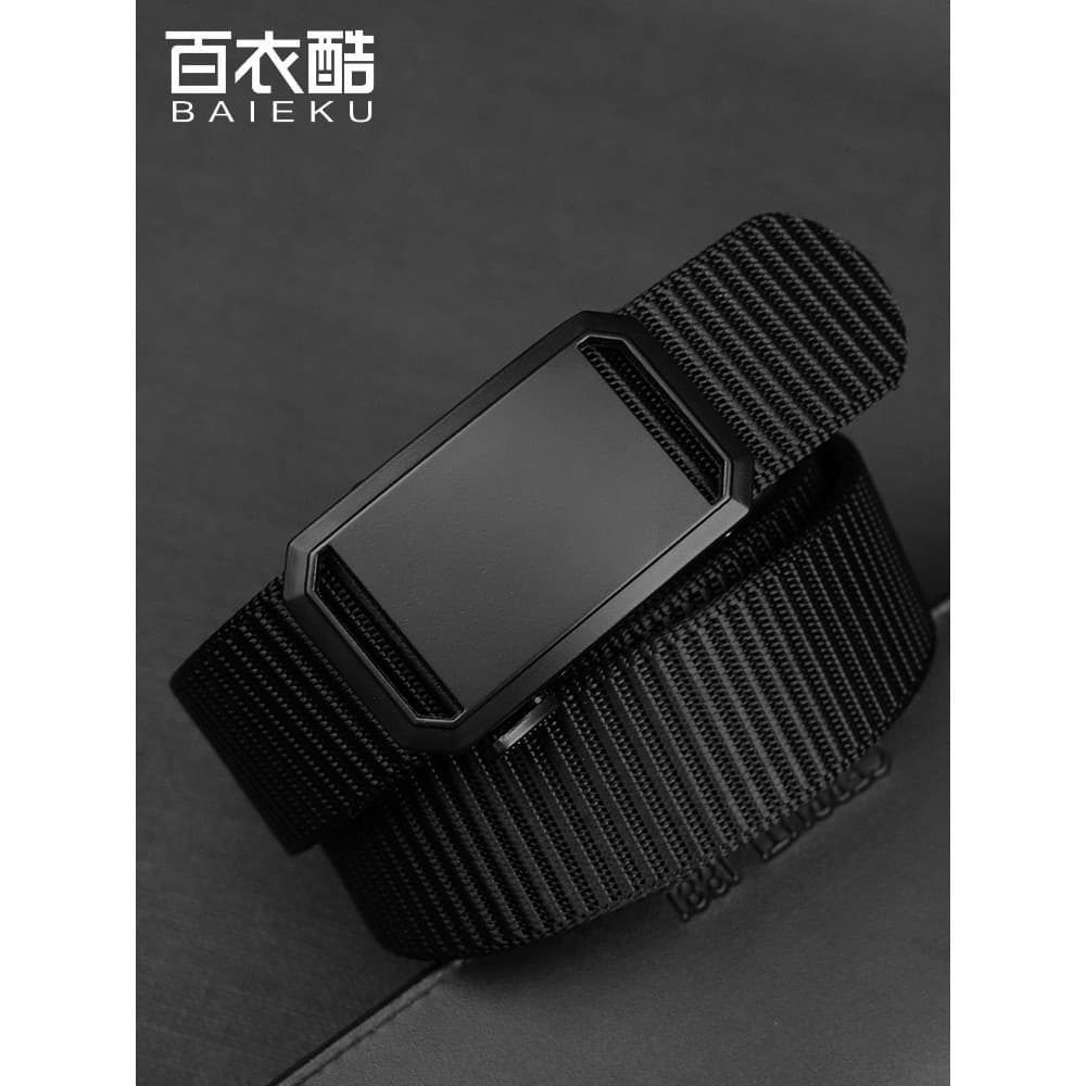 Baiyi Cool Belt Masculino Cinto Engrossado Fivela Automática Cinto Masculino Nylon Casual Jeans Cinto Preto