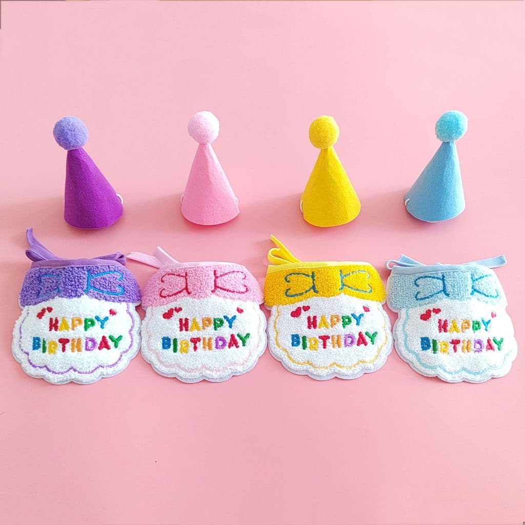 Chapéu de aniversário para animais de estimação, babador de gato, decoração, toalha de Saliva, estilo ins, cachorro, con